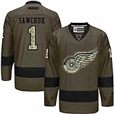 Glued Detroit Red Wings #1 Terry Sawchuk Green Salute to Service NHL Jersey,baseball caps,new era cap wholesale,wholesale hats